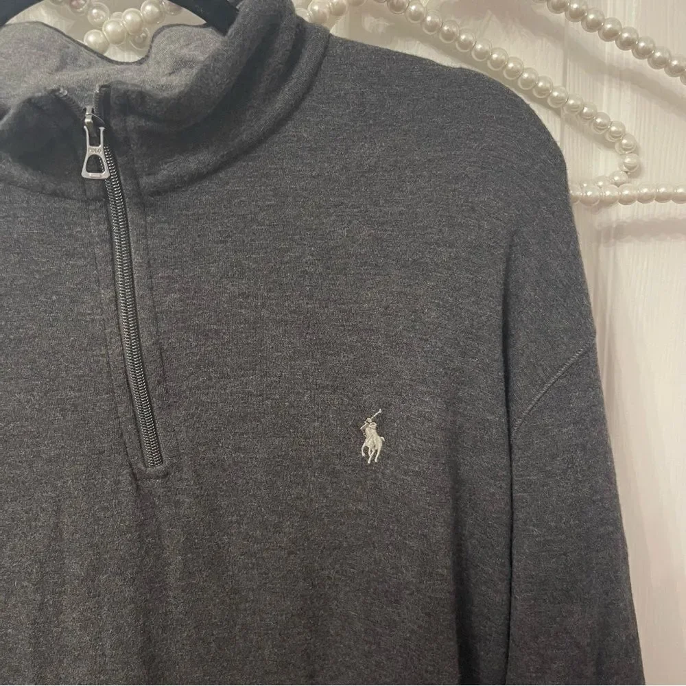 Polo Ralph Lauren Men’s Pullover Sweater 1/4 Zip Gray